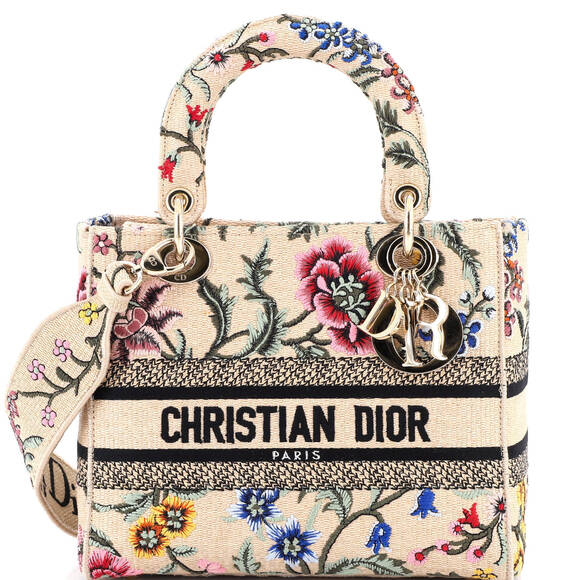 Christian Dior Handbags - Christian Dior Medium Lady D-Lite Bag Embroidered Raffia